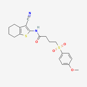 molecular formula C20H22N2O4S2 B2397567 N-(3-cyano-4,5,6,7-tetrahydrobenzo[b]thiophen-2-yl)-4-((4-methoxyphenyl)sulfonyl)butanamide CAS No. 941926-20-1