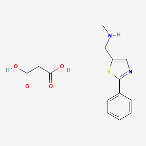 molecular formula C14H16N2O4S B2397577 N-Methyl-1-(2-phenyl-1,3-thiazol-5-yl)methanamine - malonic acid (1:1) CAS No. 1269226-60-9