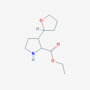 molecular formula C11H19NO3 B2397604 Ethyl 3-(oxolan-2-yl)pyrrolidine-2-carboxylate CAS No. 2248256-75-7