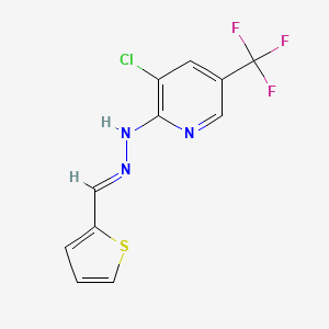 molecular formula C11H7ClF3N3S B2397617 3-chloro-2-[(E)-2-[(thiophen-2-yl)methylidene]hydrazin-1-yl]-5-(trifluoromethyl)pyridine CAS No. 338795-24-7