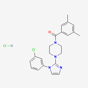 molecular formula C22H24Cl2N4O B2397618 (4-(1-(3-chlorophenyl)-1H-imidazol-2-yl)piperazin-1-yl)(3,5-dimethylphenyl)methanone hydrochloride CAS No. 1189984-43-7