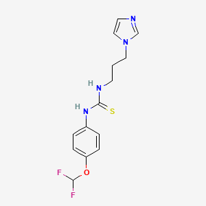molecular formula C14H16F2N4OS B2397622 1-(3-(1H-imidazol-1-yl)propyl)-3-(4-(difluoromethoxy)phenyl)thiourea CAS No. 398995-81-8
