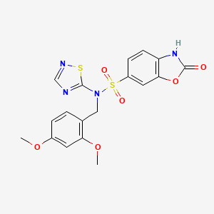 molecular formula C18H16N4O6S2 B2397623 N-(2,4-dimethoxybenzyl)-2-oxo-N-(1,2,4-thiadiazol-5-yl)-2,3-dihydrobenzo[d]oxazole-6-sulfonamide CAS No. 1432514-50-5