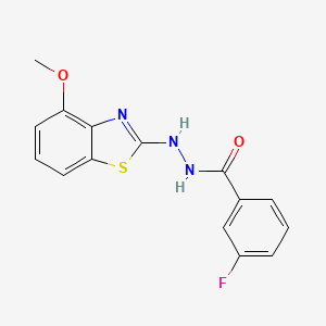 molecular formula C15H12FN3O2S B2397625 3-fluoro-N'-(4-methoxy-1,3-benzothiazol-2-yl)benzohydrazide CAS No. 851978-21-7