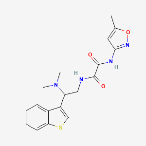 molecular formula C18H20N4O3S B2397629 N1-(2-(benzo[b]thiophen-3-yl)-2-(dimethylamino)ethyl)-N2-(5-methylisoxazol-3-yl)oxalamide CAS No. 2034465-74-0