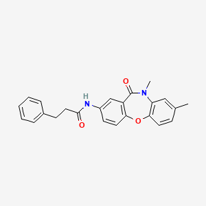 molecular formula C24H22N2O3 B2397635 N-(8,10-dimethyl-11-oxo-10,11-dihydrodibenzo[b,f][1,4]oxazepin-2-yl)-3-phenylpropanamide CAS No. 922060-92-2