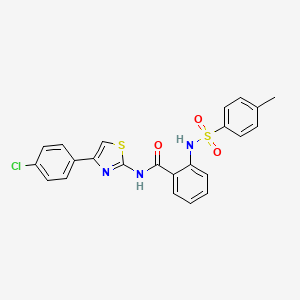 molecular formula C23H18ClN3O3S2 B2397678 N-[4-(4-CHLOROPHENYL)-1,3-THIAZOL-2-YL]-2-(4-METHYLBENZENESULFONAMIDO)BENZAMIDE CAS No. 313395-55-0