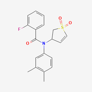 molecular formula C19H18FNO3S B2397679 N-(3,4-dimethylphenyl)-N-(1,1-dioxido-2,3-dihydrothiophen-3-yl)-2-fluorobenzamide CAS No. 863021-78-7