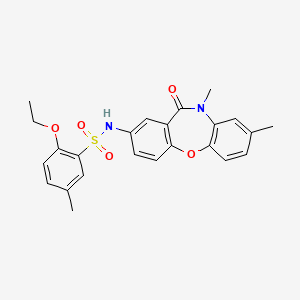 molecular formula C24H24N2O5S B2397685 N-(8,10-dimethyl-11-oxo-10,11-dihydrodibenzo[b,f][1,4]oxazepin-2-yl)-2-ethoxy-5-methylbenzenesulfonamide CAS No. 922094-87-9