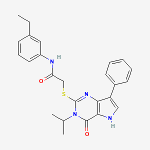 molecular formula C25H26N4O2S B2397694 N-(3-ethylphenyl)-2-((3-isopropyl-4-oxo-7-phenyl-4,5-dihydro-3H-pyrrolo[3,2-d]pyrimidin-2-yl)thio)acetamide CAS No. 2034480-75-4