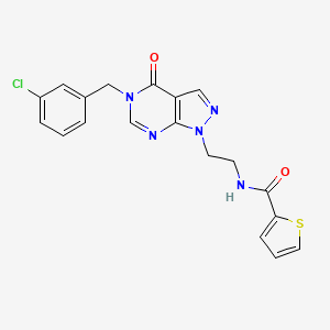molecular formula C19H16ClN5O2S B2397701 N-(2-(5-(3-chlorobenzyl)-4-oxo-4,5-dihydro-1H-pyrazolo[3,4-d]pyrimidin-1-yl)ethyl)thiophene-2-carboxamide CAS No. 922136-56-9