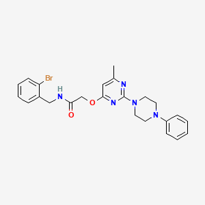 molecular formula C24H26BrN5O2 B2397750 N-(2-bromobenzyl)-2-{[6-methyl-2-(4-phenylpiperazin-1-yl)pyrimidin-4-yl]oxy}acetamide CAS No. 1029724-38-6