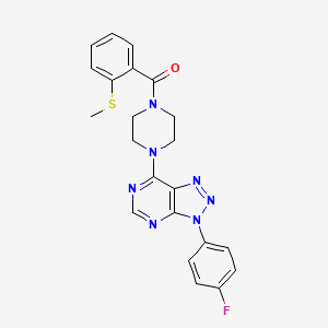 molecular formula C22H20FN7OS B2397771 (4-(3-(4-fluorophenyl)-3H-[1,2,3]triazolo[4,5-d]pyrimidin-7-yl)piperazin-1-yl)(2-(methylthio)phenyl)methanone CAS No. 920366-17-2