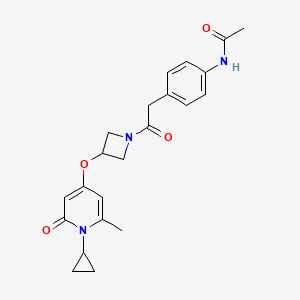 N-(4-(2-(3-((1-cyclopropyl-6-methyl-2-oxo-1,2-dihydropyridin-4-yl)oxy)azetidin-1-yl)-2-oxoethyl)phenyl)acetamide