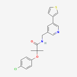 2-(4-chlorophenoxy)-2-methyl-N-((5-(thiophen-3-yl)pyridin-3-yl)methyl)propanamide