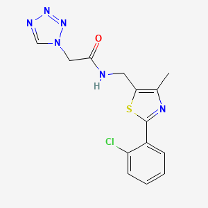 molecular formula C14H13ClN6OS B2397795 N-((2-(2-chlorophenyl)-4-methylthiazol-5-yl)methyl)-2-(1H-tetrazol-1-yl)acetamide CAS No. 1421524-69-7