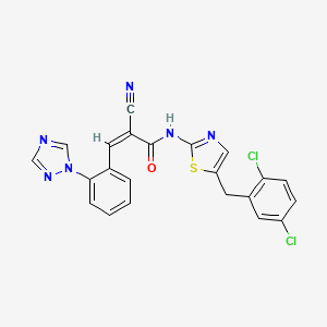 (Z)-2-cyano-N-[5-[(2,5-dichlorophenyl)methyl]-1,3-thiazol-2-yl]-3-[2-(1,2,4-triazol-1-yl)phenyl]prop-2-enamide
