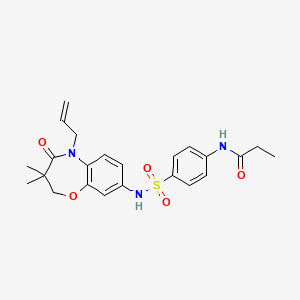 molecular formula C23H27N3O5S B2397812 N-(4-(N-(5-allyl-3,3-dimethyl-4-oxo-2,3,4,5-tetrahydrobenzo[b][1,4]oxazepin-8-yl)sulfamoyl)phenyl)propionamide CAS No. 921991-87-9