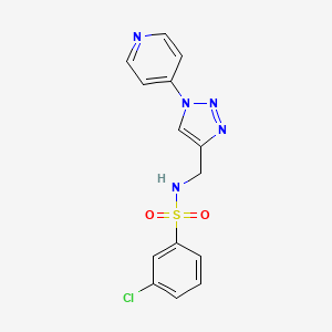 molecular formula C14H12ClN5O2S B2397828 3-chloro-N-((1-(pyridin-4-yl)-1H-1,2,3-triazol-4-yl)methyl)benzenesulfonamide CAS No. 2034228-54-9