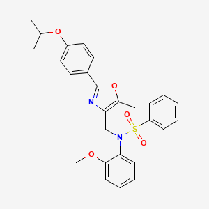 molecular formula C27H28N2O5S B2397830 N-(2-methoxyphenyl)-N-({5-methyl-2-[4-(propan-2-yloxy)phenyl]-1,3-oxazol-4-yl}methyl)benzenesulfonamide CAS No. 1251559-90-6