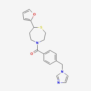 molecular formula C20H21N3O2S B2397854 (4-((1H-imidazol-1-yl)methyl)phenyl)(7-(furan-2-yl)-1,4-thiazepan-4-yl)methanone CAS No. 1705885-51-3