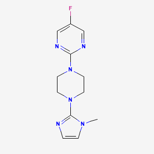 molecular formula C12H15FN6 B2397856 5-fluoro-2-(4-(1-methyl-1H-imidazol-2-yl)piperazin-1-yl)pyrimidine CAS No. 2034608-46-1
