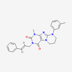 3-cinnamyl-1-methyl-9-(m-tolyl)-6,7,8,9-tetrahydropyrimido[2,1-f]purine-2,4(1H,3H)-dione