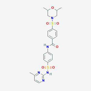 4-((2,6-dimethylmorpholino)sulfonyl)-N-(4-(N-(4-methylpyrimidin-2-yl)sulfamoyl)phenyl)benzamide