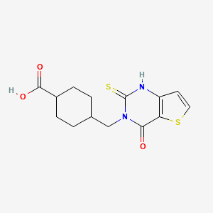 4-[(4-oxo-2-sulfanylidene-1H-thieno[3,2-d]pyrimidin-3-yl)methyl]cyclohexane-1-carboxylic acid