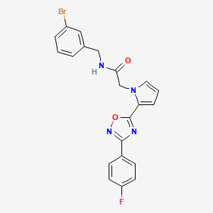 molecular formula C21H16BrFN4O2 B2397881 N-(3-bromobenzyl)-2-(2-(3-(4-fluorophenyl)-1,2,4-oxadiazol-5-yl)-1H-pyrrol-1-yl)acetamide CAS No. 1260632-85-6