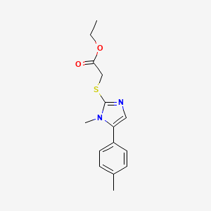molecular formula C15H18N2O2S B2397891 ethyl 2-((1-methyl-5-(p-tolyl)-1H-imidazol-2-yl)thio)acetate CAS No. 1207038-53-6