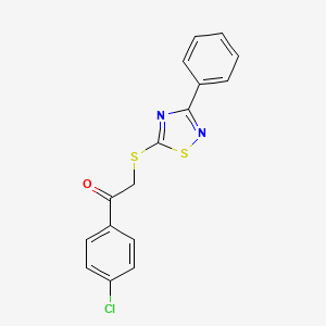 molecular formula C16H11ClN2OS2 B2397894 1-(4-Chlorophenyl)-2-((3-phenyl-1,2,4-thiadiazol-5-yl)thio)ethanone CAS No. 864916-93-8