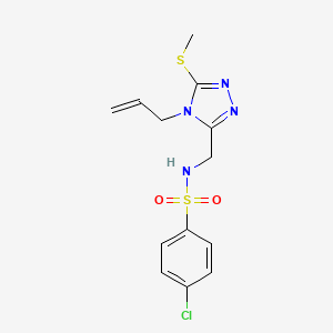 molecular formula C13H15ClN4O2S2 B2397900 N-{[4-allyl-5-(methylsulfanyl)-4H-1,2,4-triazol-3-yl]methyl}-4-chlorobenzenesulfonamide CAS No. 338422-19-8