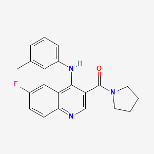 molecular formula C21H20FN3O B2397930 (6-Fluoro-4-(m-tolylamino)quinolin-3-yl)(pyrrolidin-1-yl)methanone CAS No. 1358406-62-8