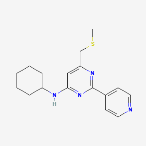 N-Cyclohexyl-6-((methylsulfanyl)methyl)-2-(4-pyridinyl)-4-pyrimidinamine