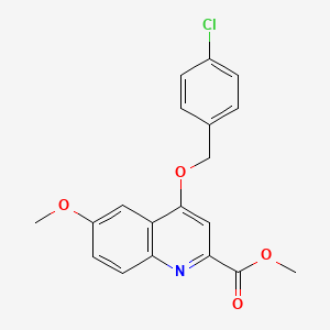 molecular formula C19H16ClNO4 B2397935 Methyl 4-((4-chlorobenzyl)oxy)-6-methoxyquinoline-2-carboxylate CAS No. 1207017-19-3