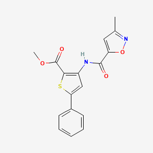 molecular formula C17H14N2O4S B2397956 Methyl 3-(3-methylisoxazole-5-carboxamido)-5-phenylthiophene-2-carboxylate CAS No. 953235-04-6