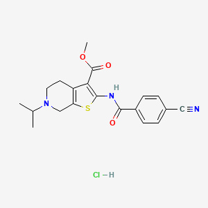 molecular formula C20H22ClN3O3S B2397960 Methyl 2-(4-cyanobenzamido)-6-isopropyl-4,5,6,7-tetrahydrothieno[2,3-c]pyridine-3-carboxylate hydrochloride CAS No. 1185033-04-8