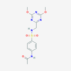 molecular formula C14H17N5O5S B2397977 N-(4-(N-((4,6-dimethoxy-1,3,5-triazin-2-yl)methyl)sulfamoyl)phenyl)acetamide CAS No. 2034356-92-6