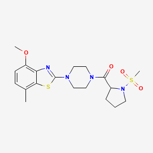 (4-(4-Methoxy-7-methylbenzo[d]thiazol-2-yl)piperazin-1-yl)(1-(methylsulfonyl)pyrrolidin-2-yl)methanone