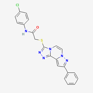 molecular formula C21H15ClN6OS B2398134 N-(4-chlorophenyl)-2-((9-phenylpyrazolo[1,5-a][1,2,4]triazolo[3,4-c]pyrazin-3-yl)thio)acetamide CAS No. 1207017-38-6