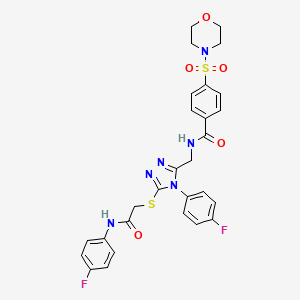 molecular formula C28H26F2N6O5S2 B2398141 N-{[4-(4-fluorophenyl)-5-({[(4-fluorophenyl)carbamoyl]methyl}sulfanyl)-4H-1,2,4-triazol-3-yl]methyl}-4-(morpholine-4-sulfonyl)benzamide CAS No. 310427-51-1