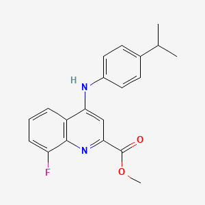 molecular formula C20H19FN2O2 B2398146 methyl 8-fluoro-4-{[4-(propan-2-yl)phenyl]amino}quinoline-2-carboxylate CAS No. 1207047-66-2