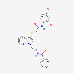 N-(2-(3-((2-((2,4-dimethoxyphenyl)amino)-2-oxoethyl)thio)-1H-indol-1-yl)ethyl)benzamide