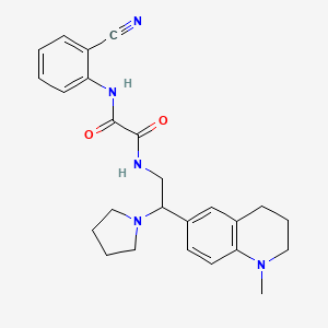 molecular formula C25H29N5O2 B2398164 N'-(2-cyanophenyl)-N-[2-(1-methyl-1,2,3,4-tetrahydroquinolin-6-yl)-2-(pyrrolidin-1-yl)ethyl]ethanediamide CAS No. 922012-58-6