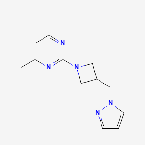 4,6-Dimethyl-2-[3-(pyrazol-1-ylmethyl)azetidin-1-yl]pyrimidine