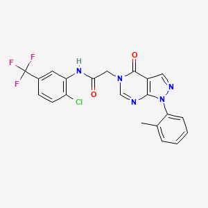 molecular formula C21H15ClF3N5O2 B2398193 N-(2-chloro-5-(trifluoromethyl)phenyl)-2-(4-oxo-1-(o-tolyl)-1H-pyrazolo[3,4-d]pyrimidin-5(4H)-yl)acetamide CAS No. 895014-40-1
