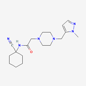 molecular formula C18H28N6O B2398198 N-(1-Cyanocyclohexyl)-2-[4-[(2-methylpyrazol-3-yl)methyl]piperazin-1-yl]acetamide CAS No. 2224465-47-6