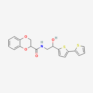 molecular formula C19H17NO4S2 B2398205 N-(2-{[2,2'-bithiophene]-5-yl}-2-hydroxyethyl)-2,3-dihydro-1,4-benzodioxine-2-carboxamide CAS No. 2097932-69-7