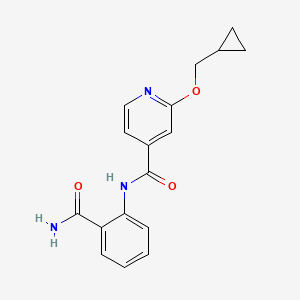 molecular formula C17H17N3O3 B2398212 N-(2-carbamoylphenyl)-2-(cyclopropylmethoxy)pyridine-4-carboxamide CAS No. 2034443-96-2